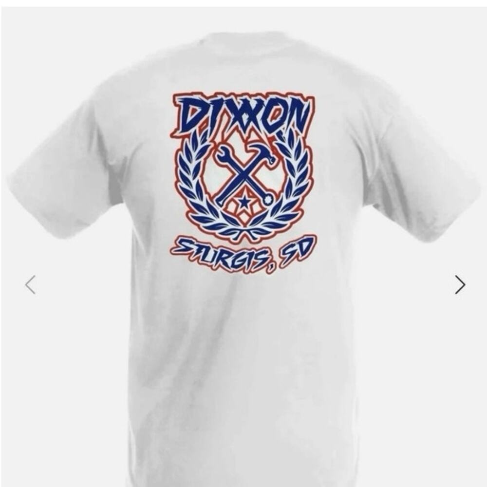 Dixxon Flannel Co White Sturgis USA Sketchy Crest Blue Red, New in Package LARGE